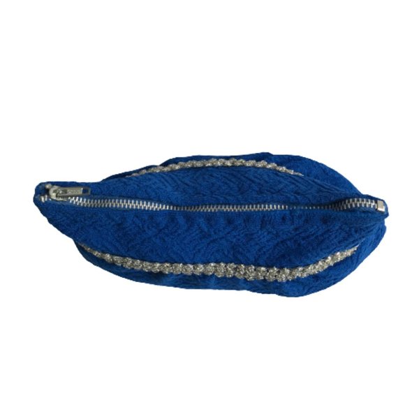 Vintage Blue Handmade Cosmetic Jewelry Travel Bag - Picture 6 of 11